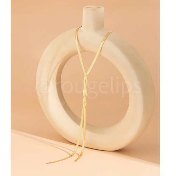 Yellow Gold Tone Y Twisted Shape Necklace - Picture 4 of 7